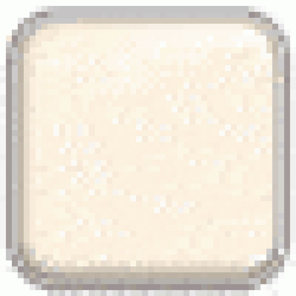 Quadratischer, elfenbeinfarbener Eyes Mat Lidschatten in einem silbernen Behälter.