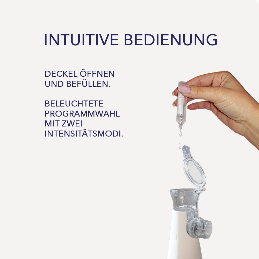 Befüllen des IEA Medical Inhalationsgeräts mit Kochsalzlösung.
