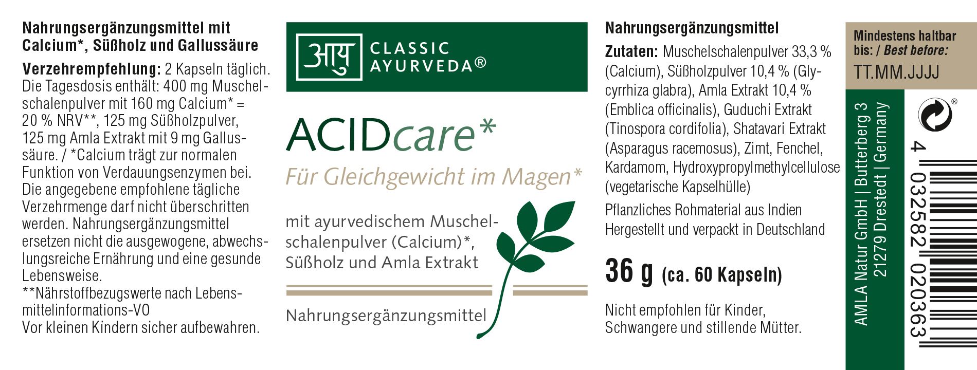 Classic Ayurveda - ACIDcare* 36 g