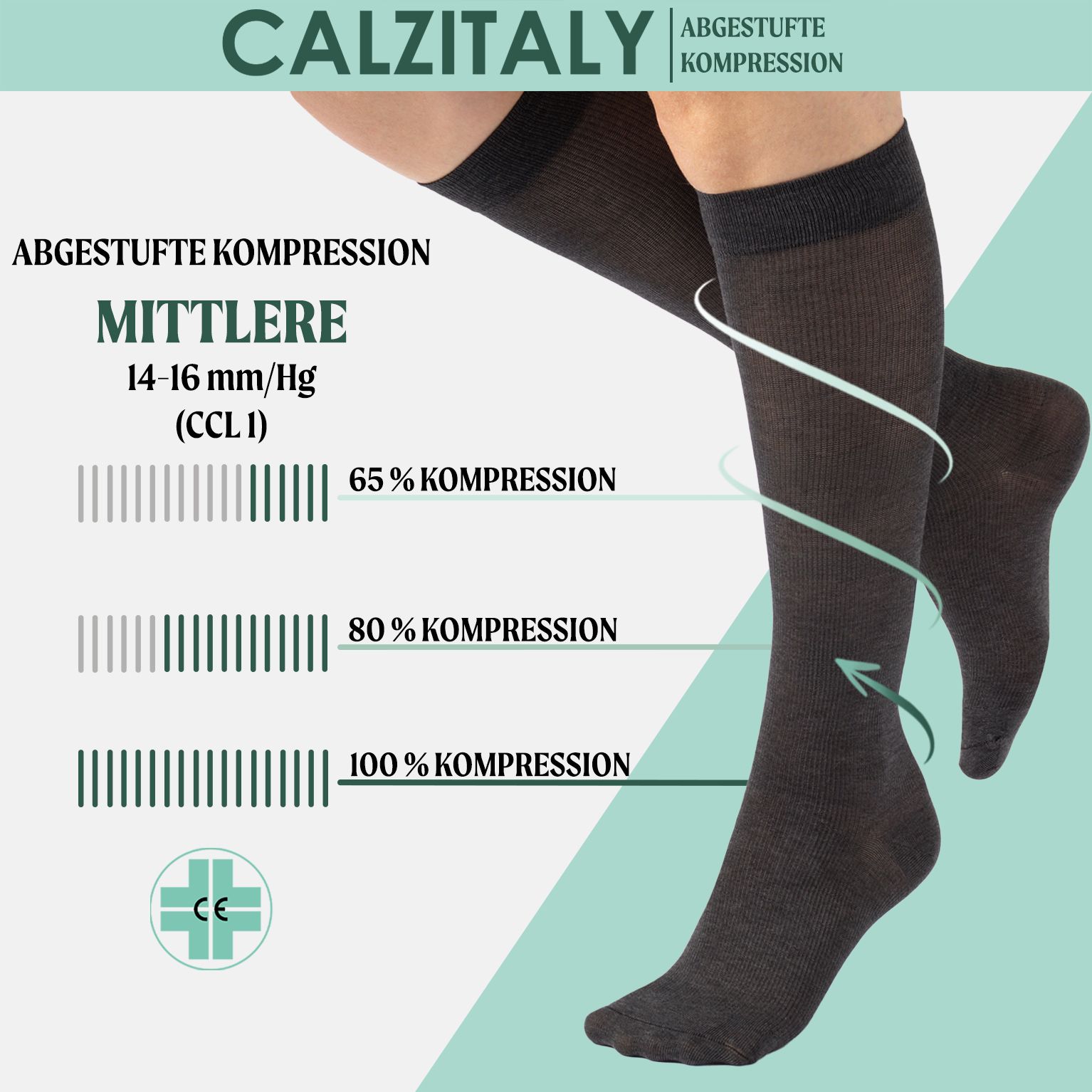 CALZITALY Kniestrumpfe aus Fil d’Écosse mit Abgestufter Kompression 14-16 mm/Hg