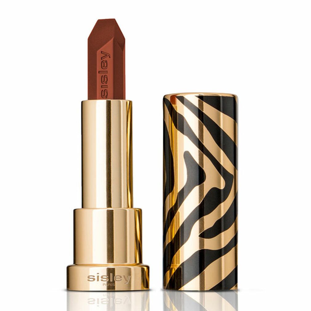 Lippenstift mit brauner Spitze, goldener Hülse und Zebra-Muster. Marke Sisley.