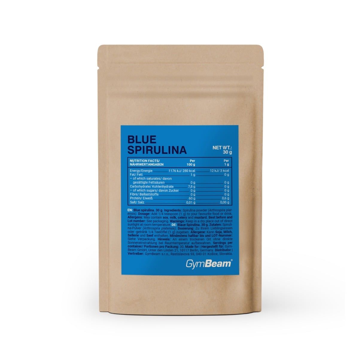 GymBeam Blaue Spirulina Arthrospira platensis Pulver 30 g
