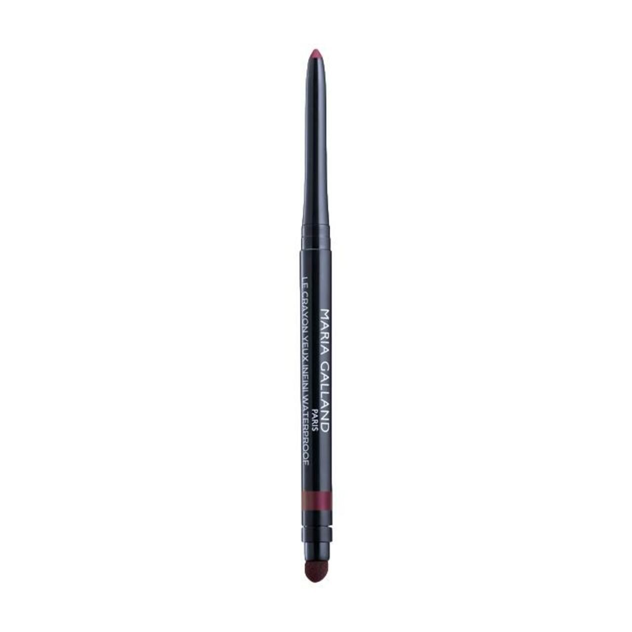 Schwarzer Augenstift mit roter Spitze und Schwämmchen. Aufschrift: Maria Galland Paris, Le Crayon Yeux Infini Waterproof.