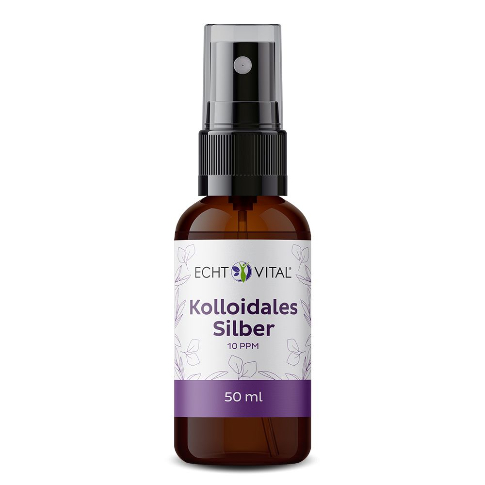Braune Sprühflasche mit schwarzem Sprühkopf. Etikett mit Produktnamen und 10 PPM. 50 ml.