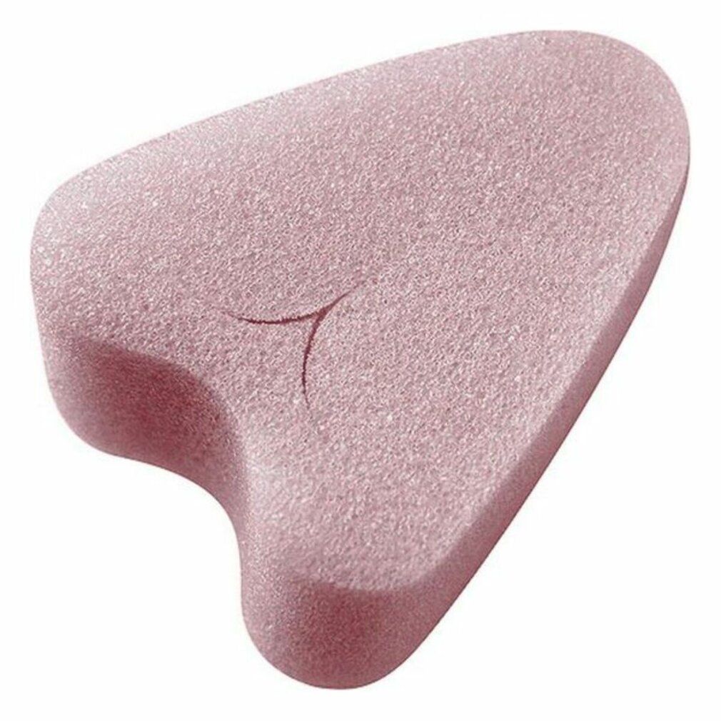 Rosa Soft-Tampon. Dreieckige Form mit einer Aussparung. Produkt enthält Kunststoff.