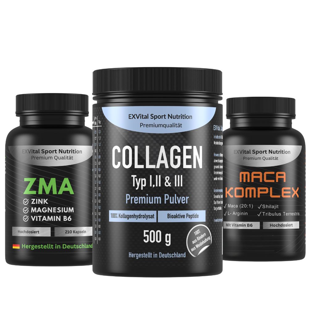 EXVital® Performance Stack (Collagen Pulver, ZMA & Maca Komplex Kapseln) 699 g