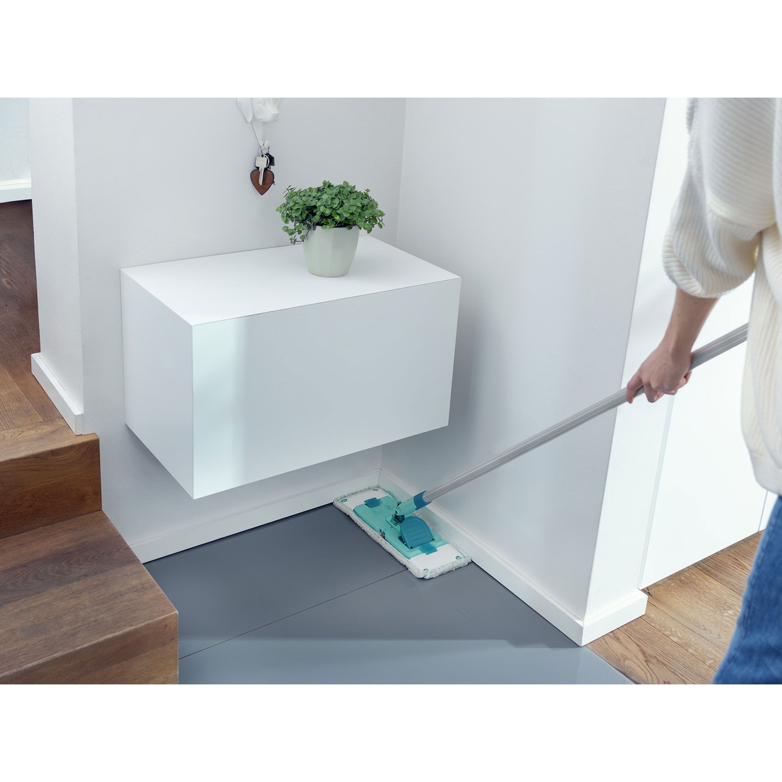 Leifheit Bodenwischer Power Clean M micro duo, Stiel mit Click-System