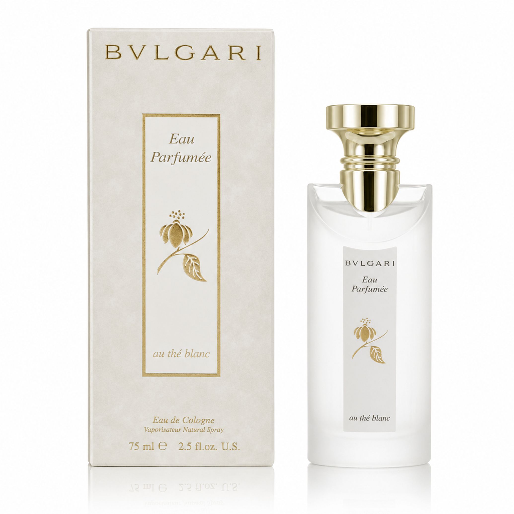 Bvlgari Eau Parfumée au thé blanc Eau de Cologne Flakon und Karton.