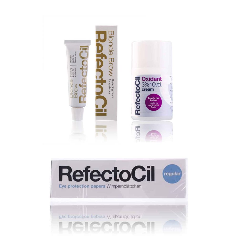 Refectocil Blondierpaste Blonde Brow & Refectocil Oxidant Creme 3% & Refectocil Wimpernblättchen Set