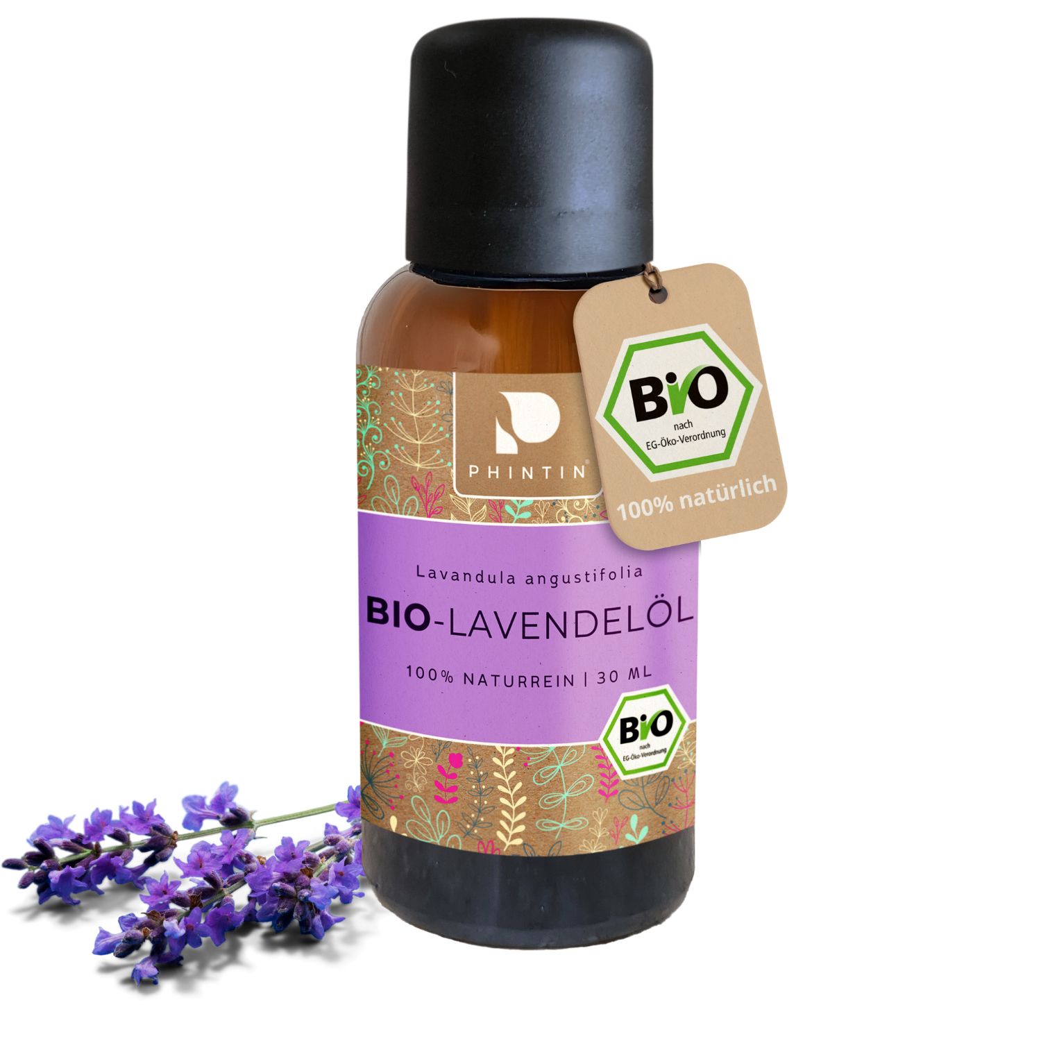 PHINTIN Bio Lavendelöl – 100 % naturrein, ätherisches Öl (Lebensmittelqualität)