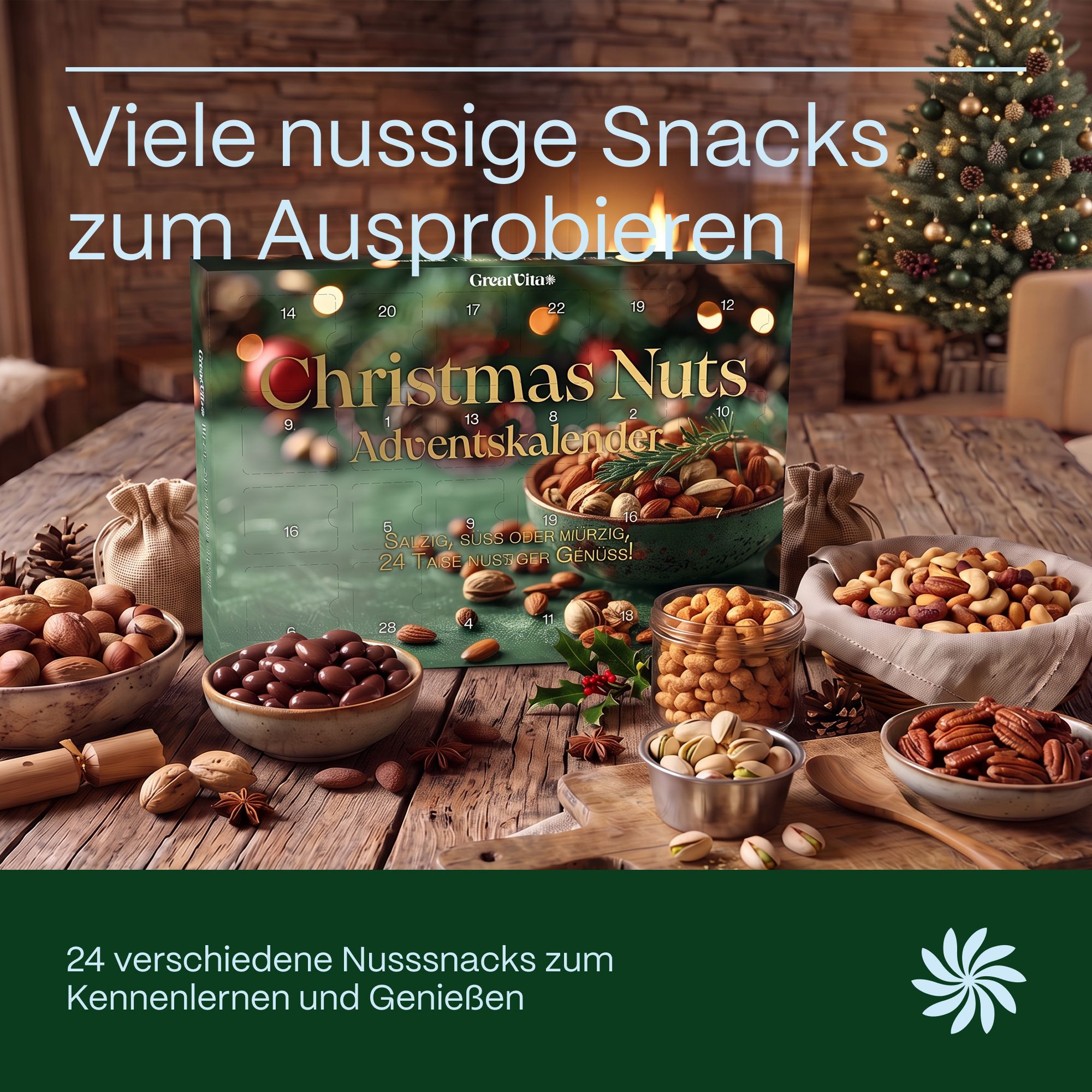 Viele nussige Snacks zum Ausprobieren: 24 verschiedene Nuss-Snacks zum Kennenlernen und Genießen.