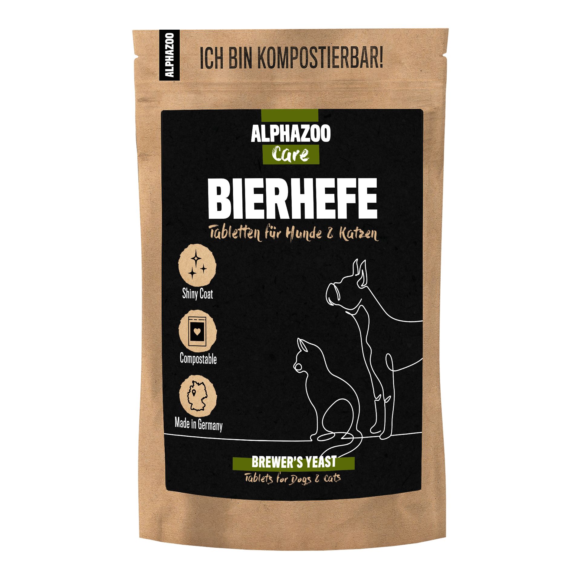 ALPHAZOO Bierhefe Tabletten I Hund Katze I Biotin I Vitamin B Komplex gegen Haarausfall & Schuppen