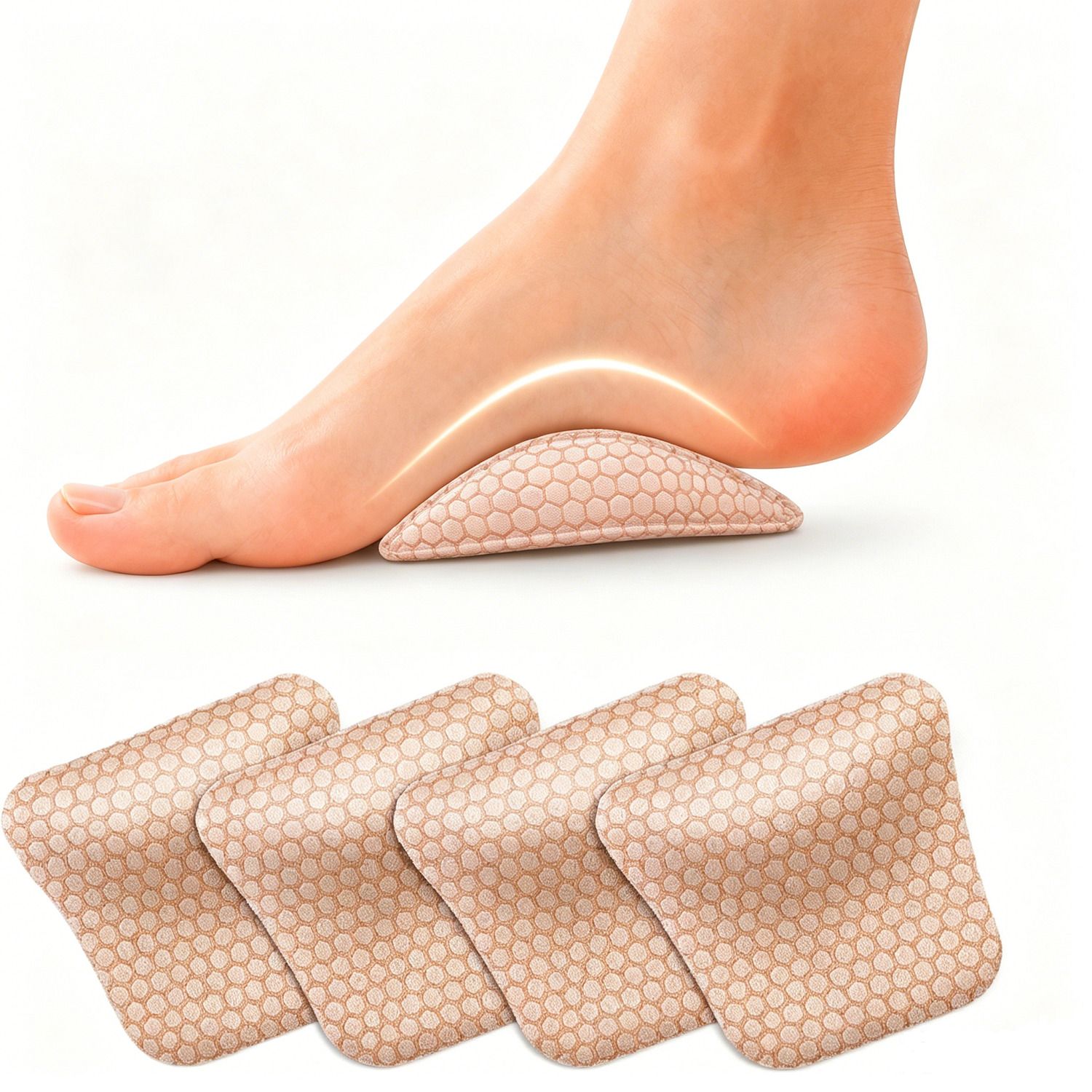 COOL-i 2 Paar Gel Fußgewölbe Pads, selbstklebend, zuschneidbar, wiederverwendbar & transparent 1 Pc Einlegesohlen