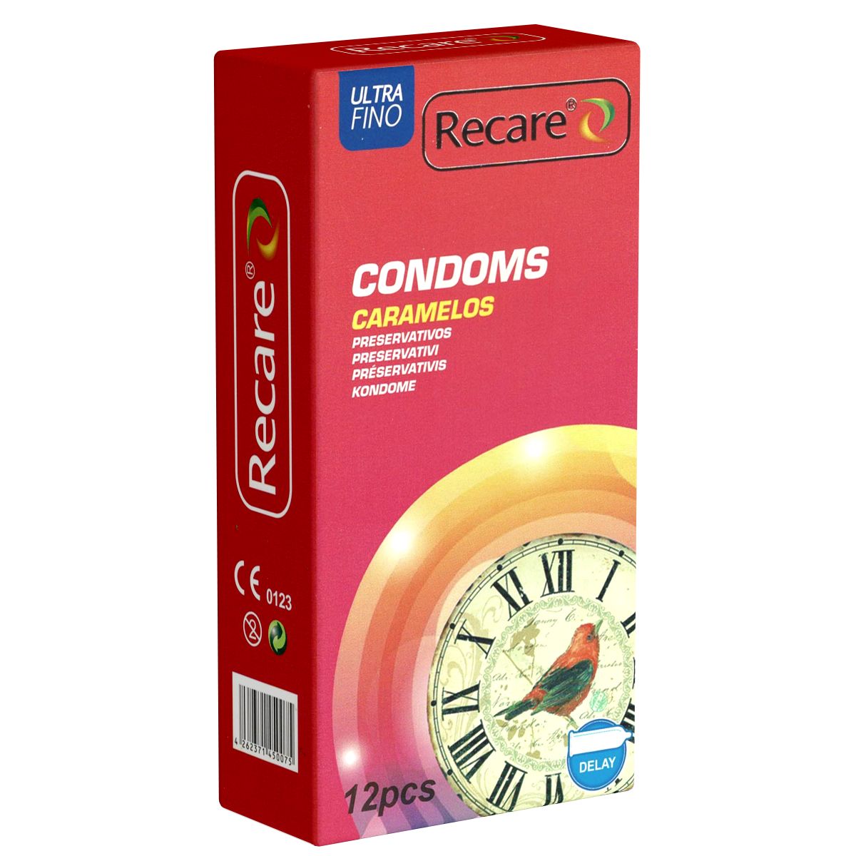 Recare Condoms *Caramelos* aktverlängernde Kondome mit Eugenol und Karamell-Geschmack