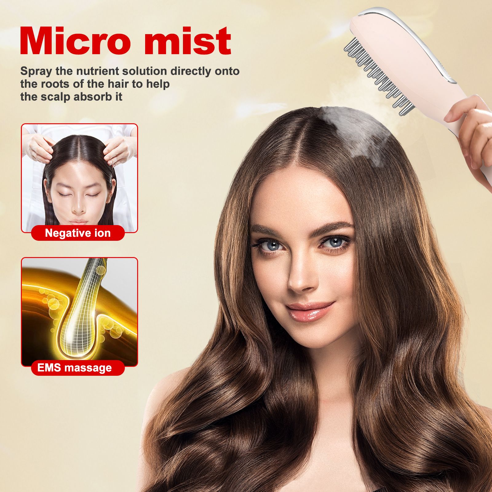 COOL-i 5 in 1 Kopfhaut Massagebürste,LED, Infrarot, EMS, Ionen & Nebel für Kopfhautpflege