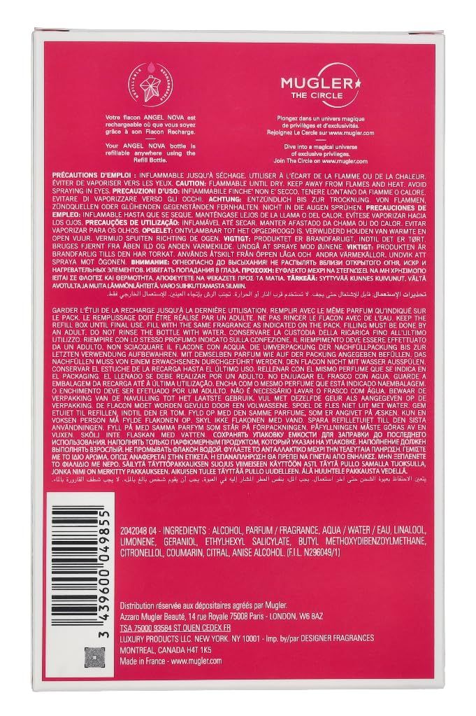 Rückseite der Verpackung. Text in mehreren Sprachen. Inhaltsstoffe und Herstellerinformationen.