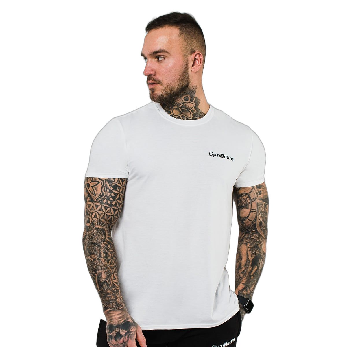 GymBeam T-Shirt Herren Regular Kurzarm Basic White 1 St