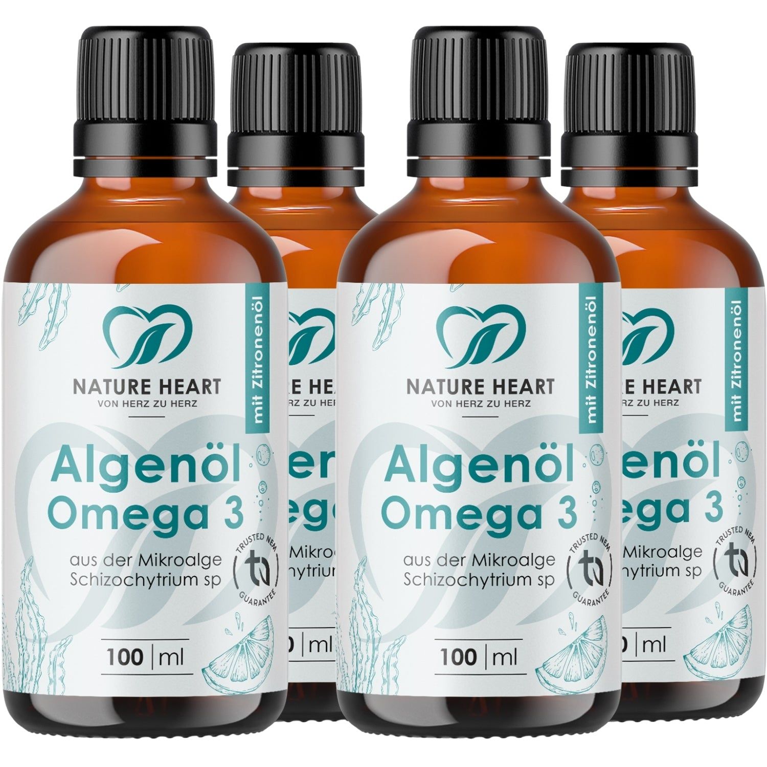 Nature Heart Algenöl Omega 3 4x100 ml Öl