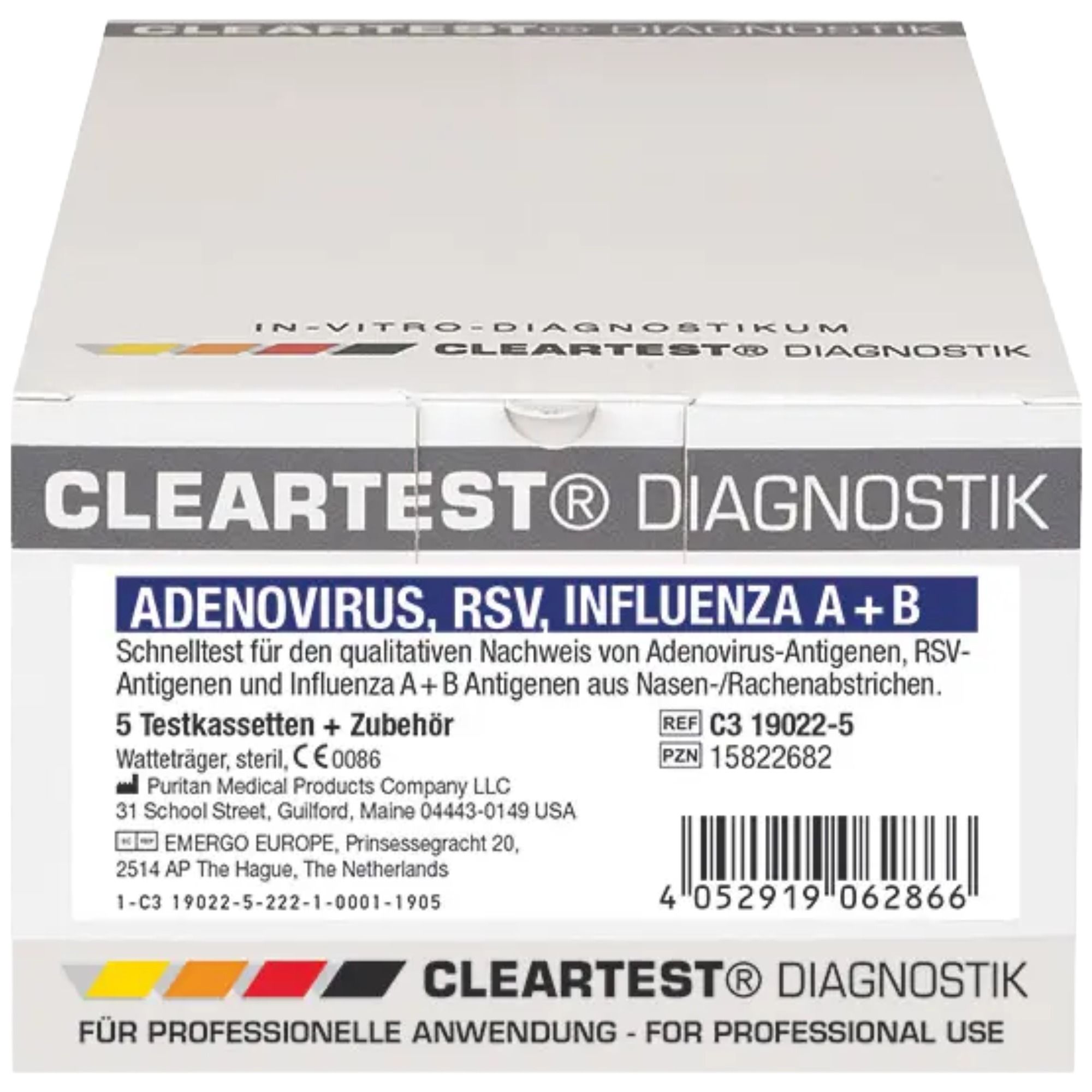 Cleartest Kombitest Adenovirus RSV Influenza A B 5 Tests