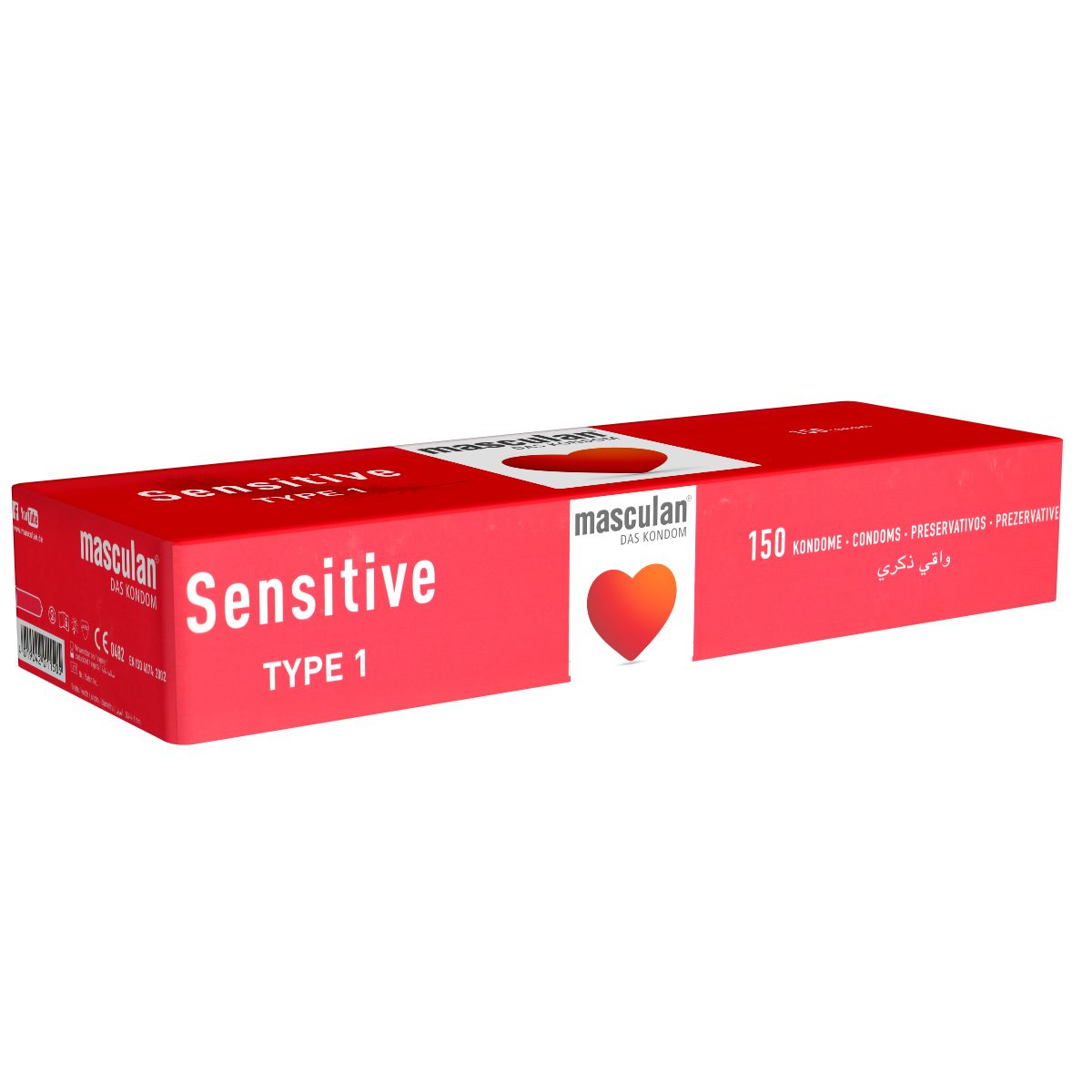 Masculan *Typ 1* (sensitive) zarte rosa Kondome für sinnliche Momente, Vorratsbox
