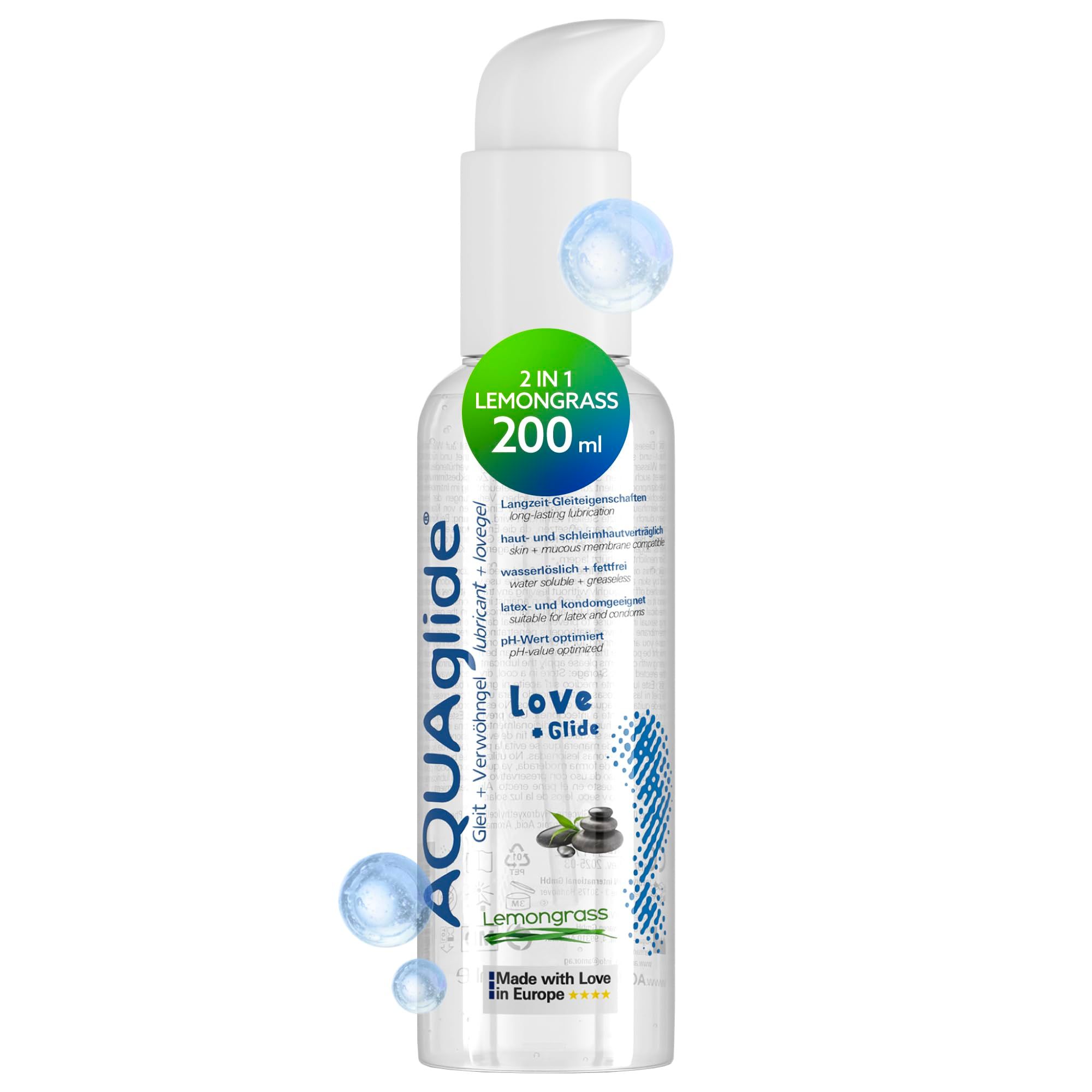AQUAGLIDE Massage + Glide Lemongrass 200ml Pumpspender.