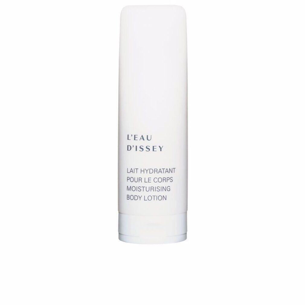 Weiße Tube mit Aufschrift L'EAU D'ISSEY, LAIT HYDRATANT POUR LE CORPS, MOISTURISING BODY LOTION.