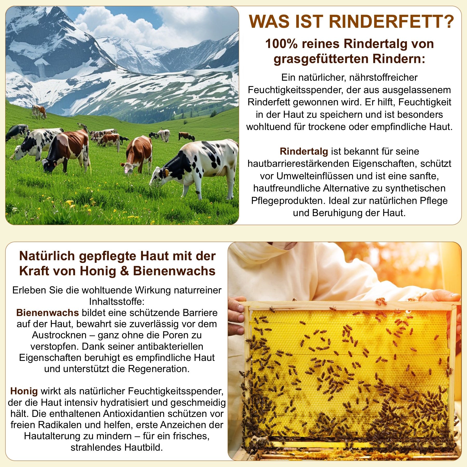 P-Beauty Tagescreme Honig Beef Tallow für Hautpflege