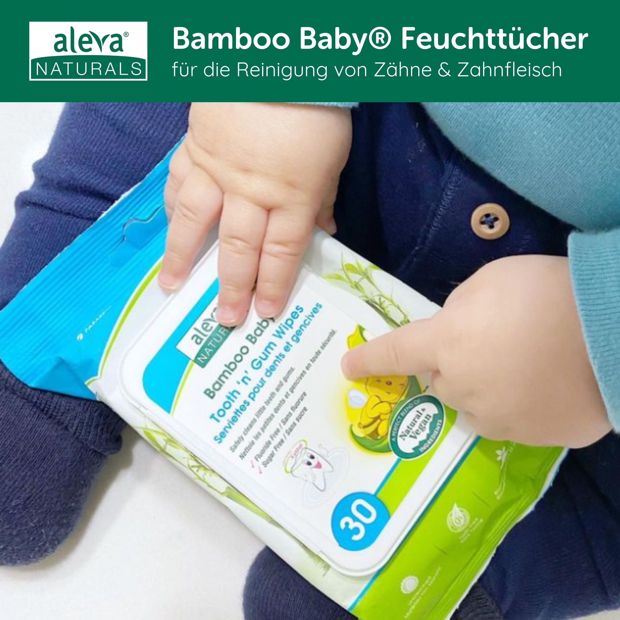 Aleva Naturals Bamboo Baby Feuchttücher für die Reinigung von Zähnen & Zahnfleisch