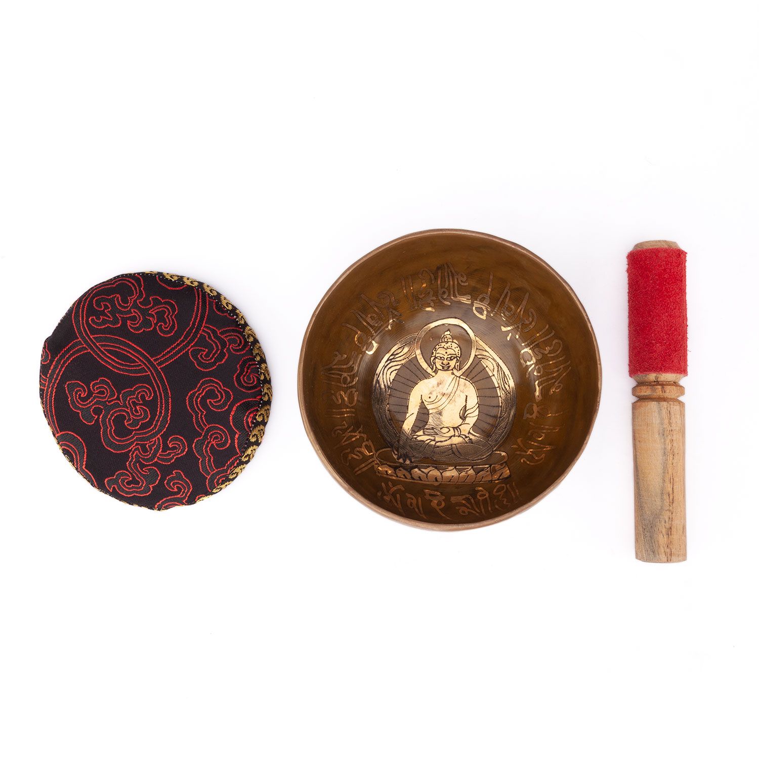 bodhi Tibetische Klangschale mit BUDDHA, inkl. Kissen, Holzklöppel