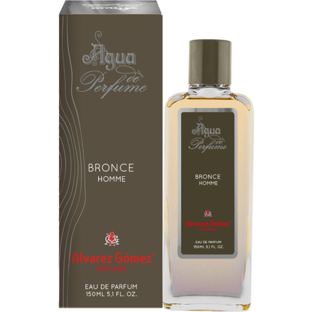 Parfümflasche und Schachtel. Aufschrift: Bronce Homme, Alvarez Gómez. Eau de Parfum Spray.