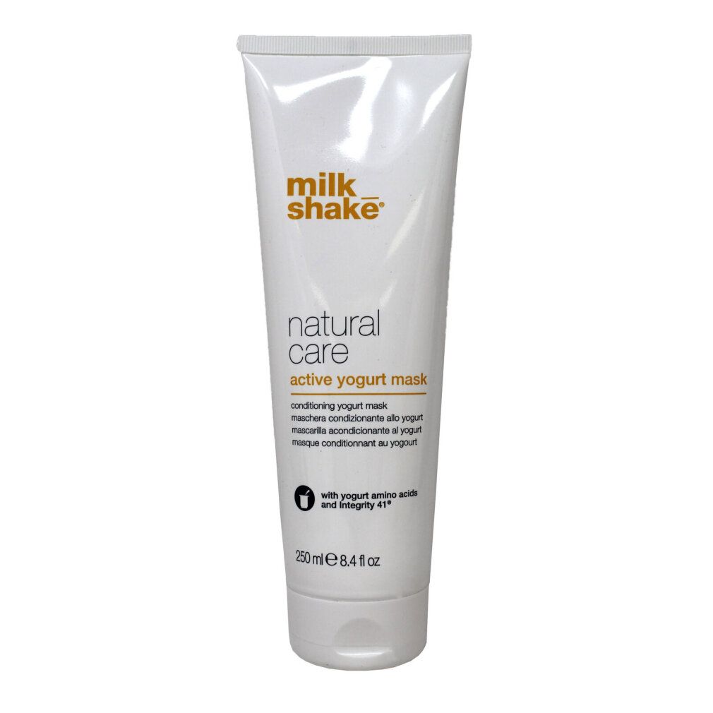 Weiße Tube mit Milk_Shake, Natural Care Active Yogurt Mask. Enthält 250 ml.