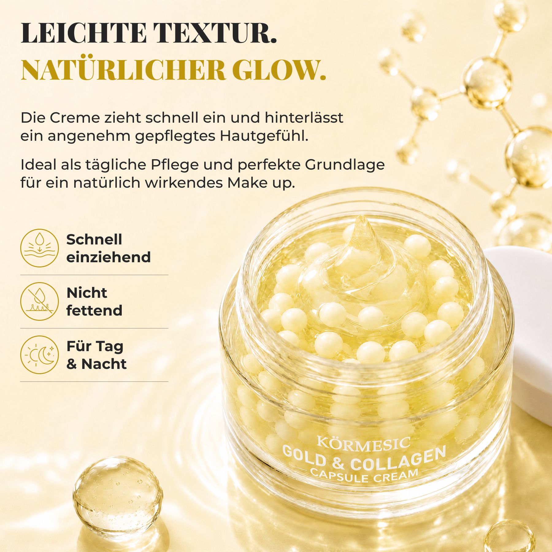 KORMESIC Gesichtscreme Kollagen Gold Kapselcreme Glow Strahlende Haut