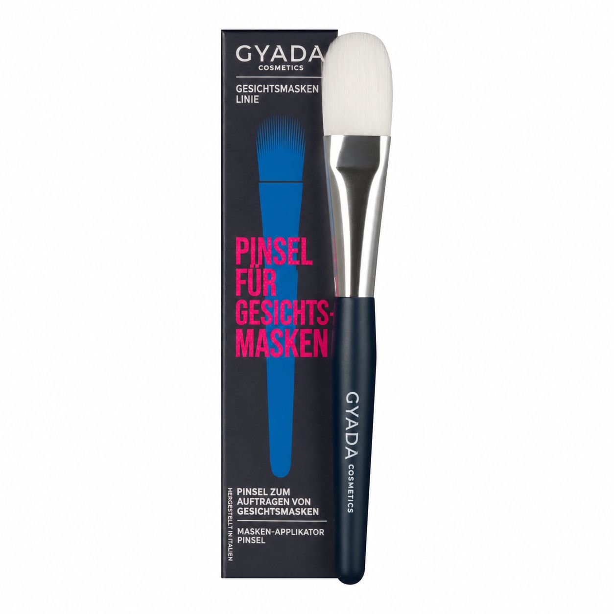 Gyada Cosmetics Gesichtsmaskenpinsel mit synthetischen Borsten und dunklem Griff.