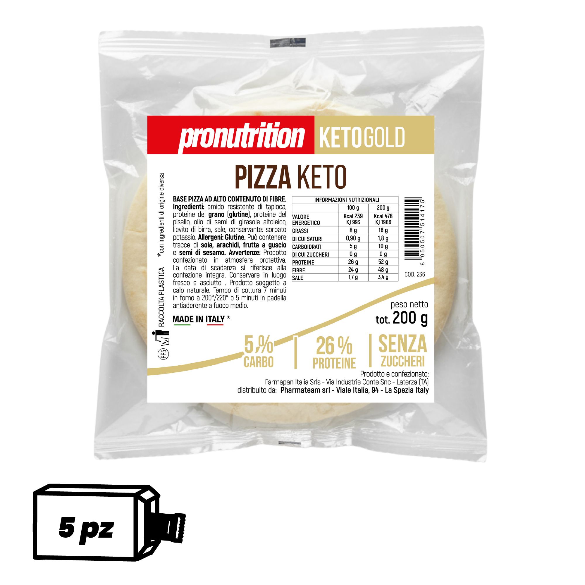 Pronutrition Base pizza keto (5 x 200 gr)