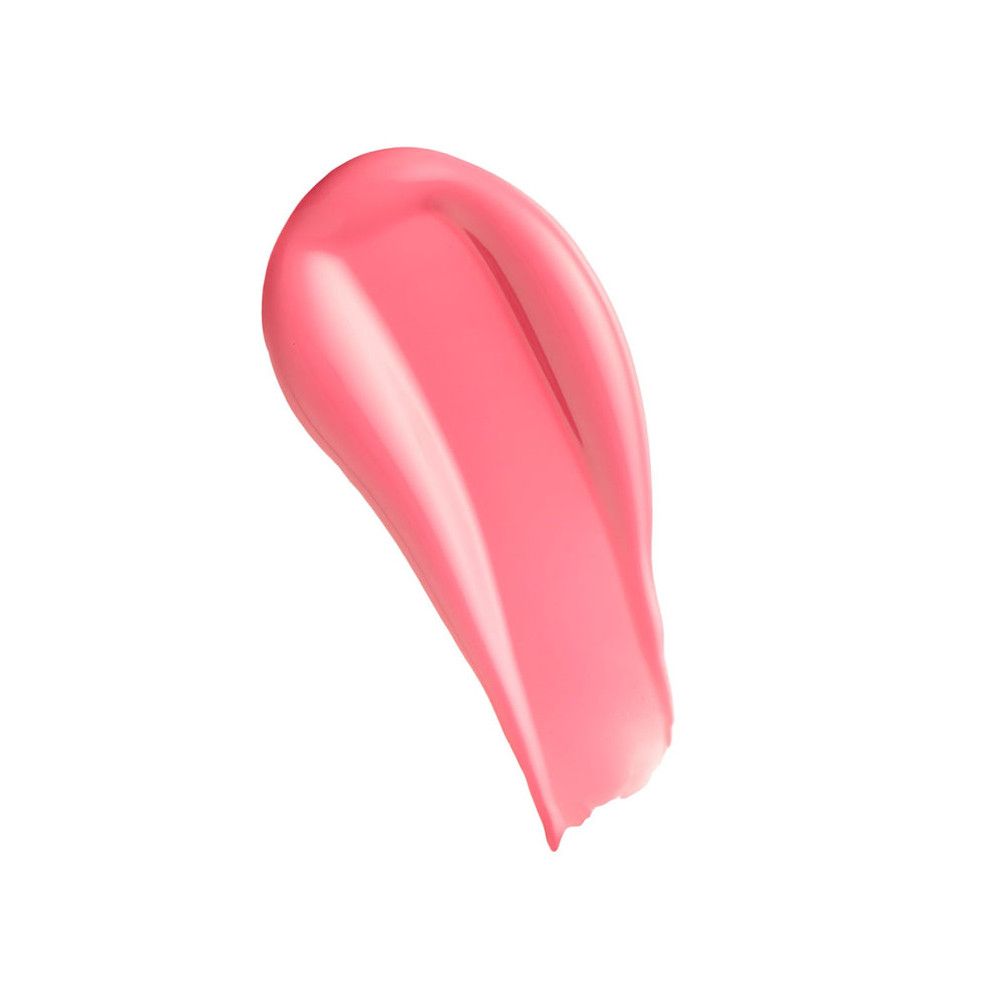 Rosa Lipgloss-Abstrich auf weißem Hintergrund. Glänzende Textur, tropfenförmig.