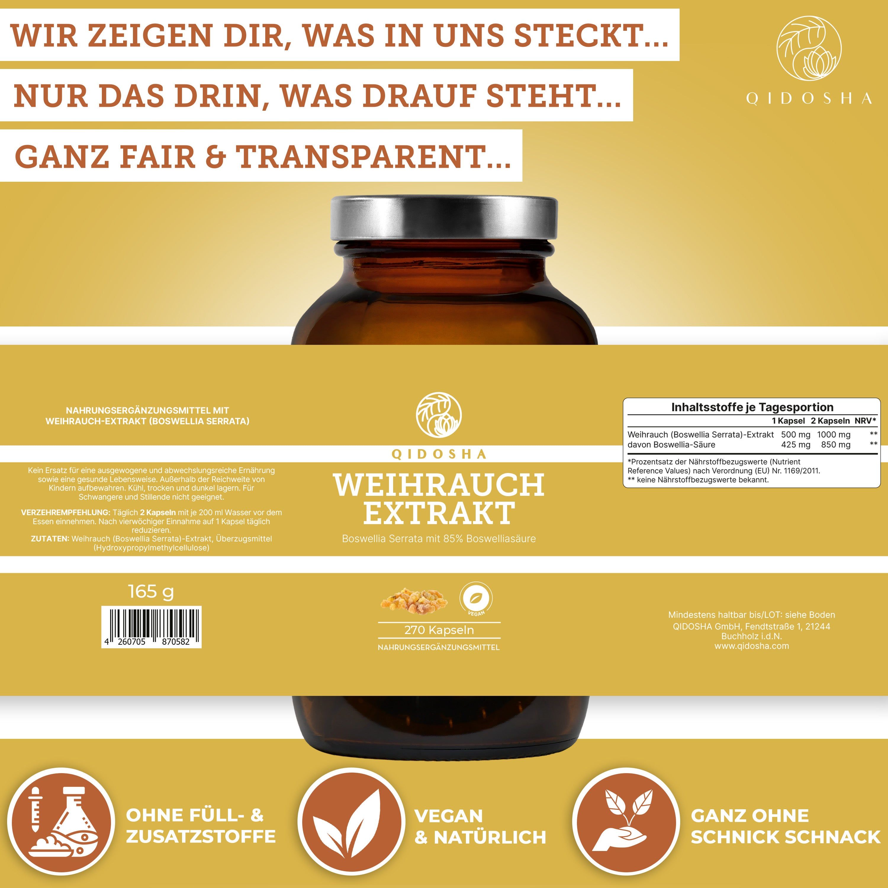 QIDOSHA Weihrauch Extrakt (Boswellia Serrata 85%)