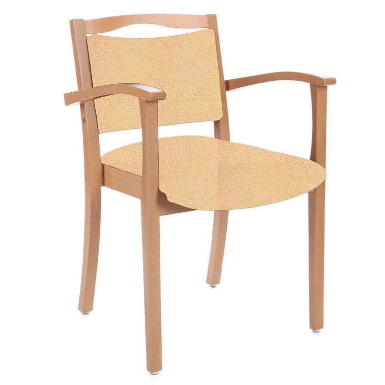 Erides Seniorenstuhl Alexander - Massiv Buche Gepolstert - Mit Armlehnen - Fertig Montiert