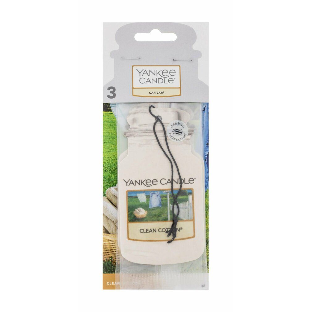 Einzelner Yankee Candle Lufterfrischer Clean Cotton. Verpackt in Folie mit Aufhängung.