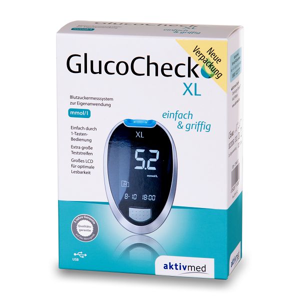 GlucoCheck XL Messgerät [mmol/L] zur Kontrolle des Blutzuckers bei Diabetes mell