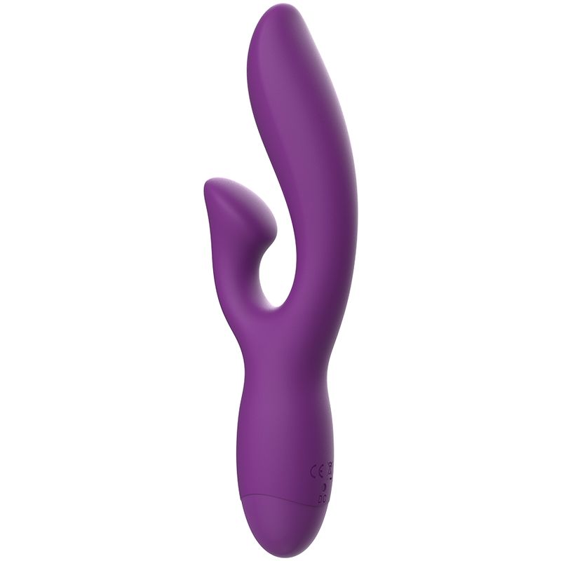Lila Vibrator mit geschwungener Form. Der Vibrator hat eine abgerundete Spitze und eine ergonomische Form.