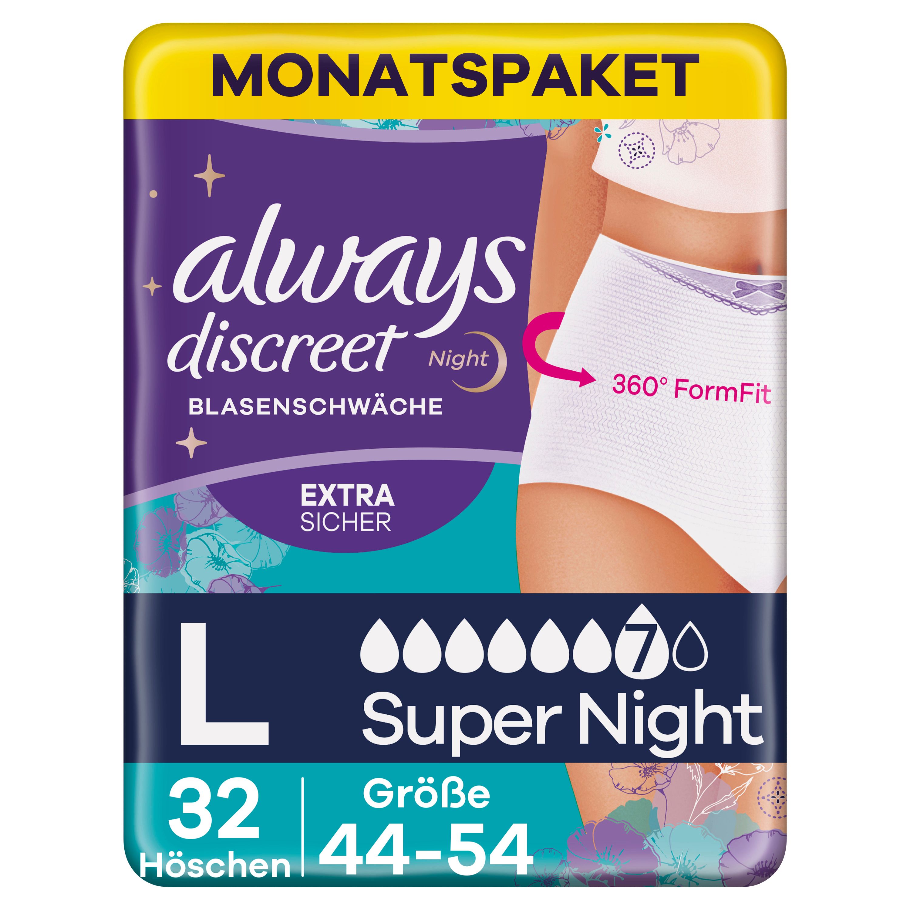 always - Inkontinenz-Höschen "Discreet Super Night" Gr.L