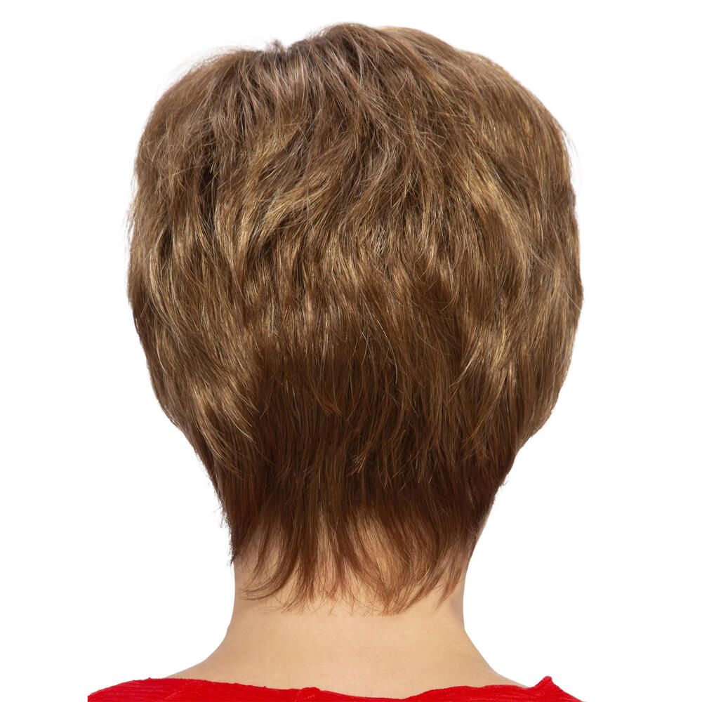 Kurzhaarperücke, braun-blond. Rückansicht.