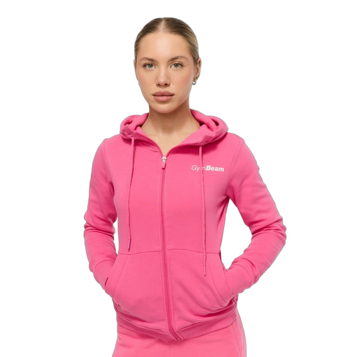 GymBeam Hoodie Damen regular mit Kapuze Reißverschluss Taschen Dragonfruit 1 St