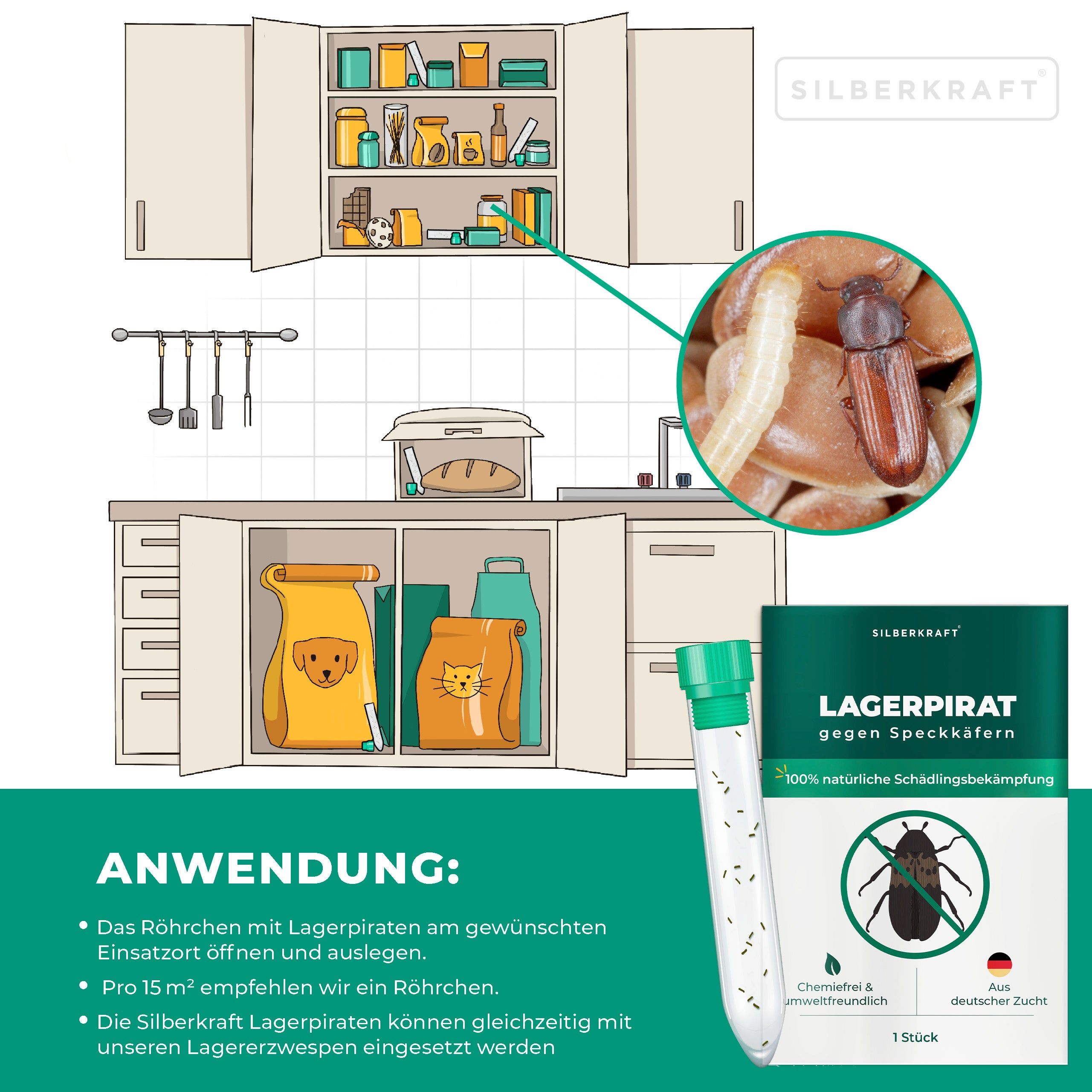 SILBERKRAFT Lagerpirat gegen Speckkäfern
