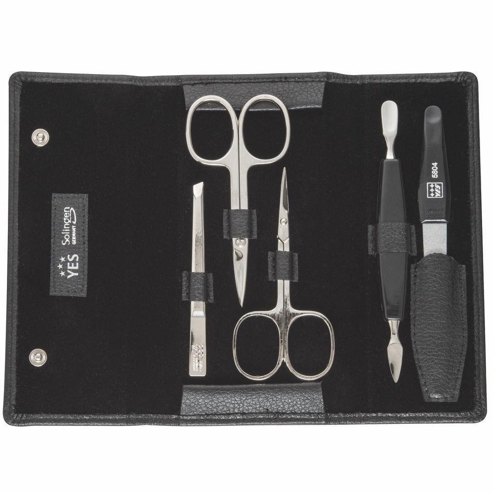 YES Solingen Maniküre Druckknopf-Etui Schwarz 5-teilig 1 St