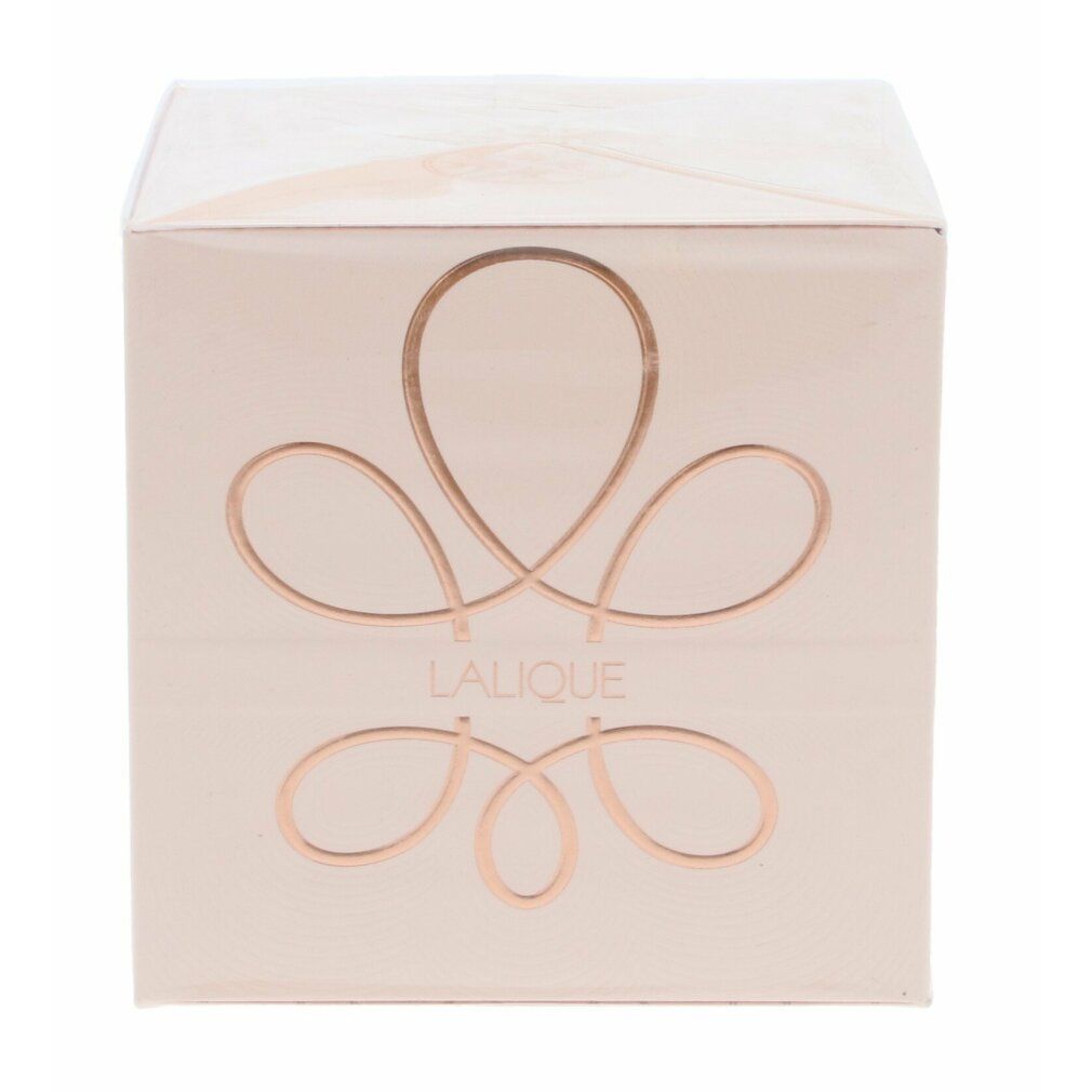 Quadratische Verpackung. Rosa Hintergrund mit goldfarbenem Logo und Text: Lalique Rêve d'Infini.
