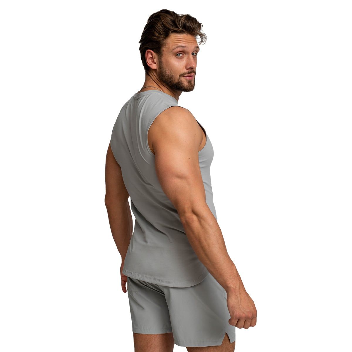 GymBeam Tanktop Herren Regular TRN Grau aus Baumwoll-Elastan-Material