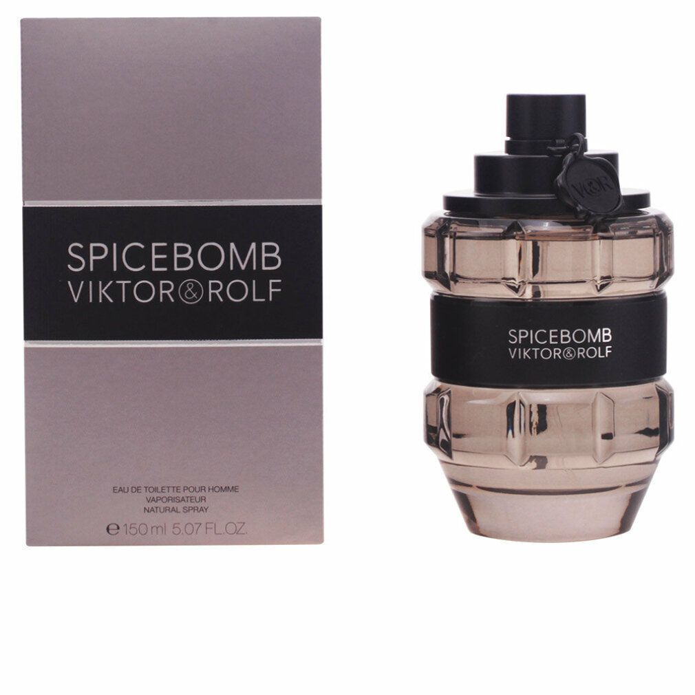 Parfümflasche in Granatenform und Verpackung. Aufschrift: SPICEBOMB VIKTOR&ROLF. Eau de Toilette Pour Homme.