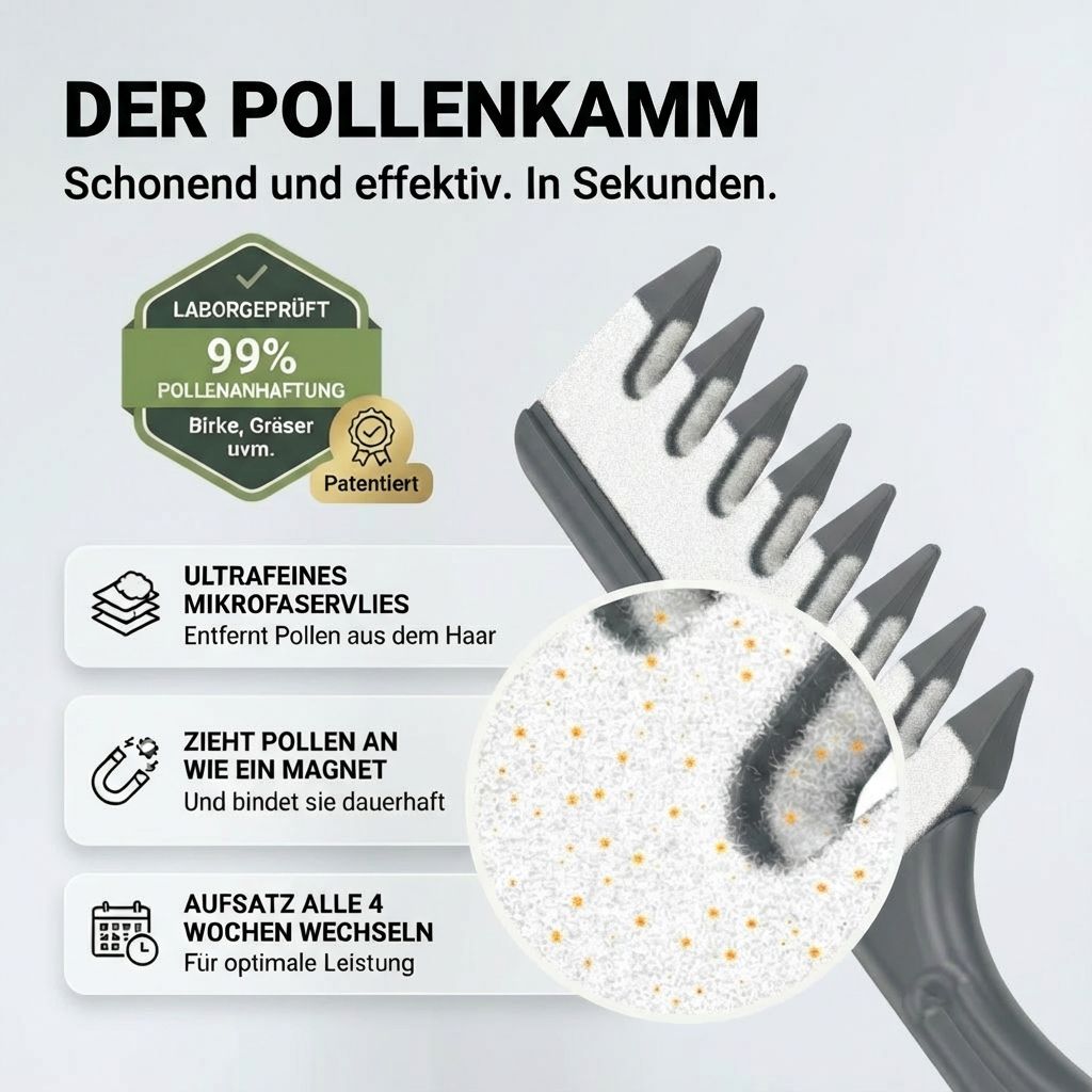 Hayaway Pollenkamm Starter-Set | Entfernt Pollen | Pollenallergie & Heuschnupfen | Dicke Haare