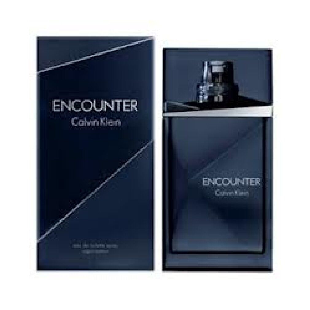 Dunkelblaue Verpackung und Flakon. "ENCOUNTER" und "Calvin Klein" Schriftzug. Eau de toilette.